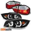 Fits 06-08 BMW E90 Sedan LED Halo Black Projector Headlights + Red Tail lamp
