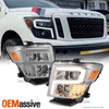 For 2016-2024 Nissan Titan Projector Headlights w/LED Signal Bar Chorme Assembly
