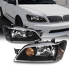 Fit 02-03 Mitsubishi Lancer LS ES Sedan & Wagon Black Headlights Replacement