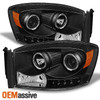 Fit 06-08 Dodge Ram Pickup Black Projector Headlights Replacement LeftA+Right