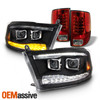Fit 2009-2018 Dodge Ram DRL LED Projector headlights +LED Tail Lights Lamp 09-18