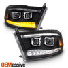 [19 UPGRADE]Fit 09-18 Ram DRL Projector Black Housing Set| Red LED Tail Lights
