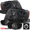 Fits 99-04 Grand Cherokee Smoked Headlights + Smoke Halo Projector Fog Lights
