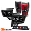 Fit 09-14 Ford F150 LED Halo Projector Black Headlight+LED Strip Tail+3rd Brake