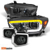 Fits 2016-2023 Toyota Tacoma SR SR5 Black Smoked LED DRL Headlights + Fog Lamp