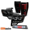 Fit 09-14 Ford F150 LED Halo Projector Black Headlight+Smoked LED Tail+3rd Brake