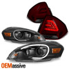 Fits [Black] 2006-2013 Impala Projector Headlights + LED Red Smoked Tail Lights