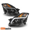 Fit 2007-09 Nissan Altima Sedan Black DRL Projector Headlights +Smoke Tail Lamps