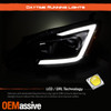 Fits 2013-2015 Sentra LED Light Bar Projector Black Headlights+Chrome LED Fog