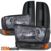 Fits 99-04 F-Series SuperDuty Black Bezel Headlights+Black Smoke LED Tail Lights