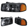 Fit 1999-06 GMC Sierra Yukon Black Headlights + Bumper Signal Lamps Replacement