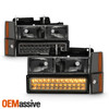 Fits 88-93 Suburban Sierra 92-93 Yukon Smoked Headlights+LED Bumper+Amber Corner