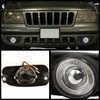 Fits 99-04 Grand Cherokee Black Headlights + Smoke Halo Projector Fog Lights