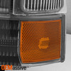 Fits 99-04 F250 F350 Black Headlights + Bumper + Smoke Halo Projector Fog Lights