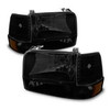 Fit 1992-1996 Ford Bronco F150 F250 F350 Black Smoked Headlights+Corner+Bumper