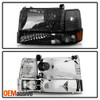 Fit 1992-1996 BRONCO F150 F250 F350 SMOKED HEADLIGHTS W/CORNER BUMPER 93 94 95