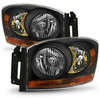 Fit 2006 2007 2008 Dodge Ram 1500 2500 3500 Black Headlights Lamps Replacement