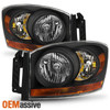 Fit 2006 2007 2008 Dodge Ram 1500 2500 3500 Black Headlights Lamps Replacement