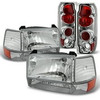 Fit 1992-1996 F150 F250 F350 Clear Headlights+Corner+Bumper Lamps+Tail Lights