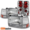 Fit 1992-1996 F150 F250 F350 Clear Headlights+Corner+Bumper Lamps+Tail Lights