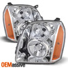 For 2007-2014 GMC Yukon XL 1500 / XL2500 Black Headlights+ Clear Fog Lights Pair