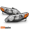 Fits 2006-2011 Honda Civic Sedan Black Amber Corner Headights Replacement Set