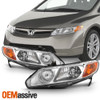 Fits 2006-2011 Honda Civic Sedan Chrome Amber Corner Headights Replacement Set