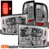 Fits 99-04 F250/350 Superduty Chrome Headlights + Chrome LED Tail Lights Lamps