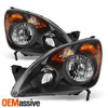 For 2005 2006 Honda CRV CR-V JDM Style Black Headlights Pair Replacement LH+RH