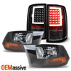For 09-18 Ram 1500 10-18 Ram 2500/3500 Black Headlight+ C-Bar LED Blk Tail Light