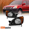 Black Headlight For 2002 2003 2004 Honda CRV CR-V [Halogen Type] Left+Right Pair