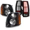 For 2007-2014 GMC Yukon XL 1500 / XL2500 Black Headlight + LED Tail Brake Light