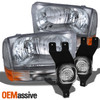 Fits 99-04 F250 F350 Clear Headlights w/Bumper Signal + LED Fog Lights w/Switch