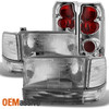 Fit 1992-1996 F150 F250 F350 Chrome Clear Headlights+Corner+Bumper+Tail Lights