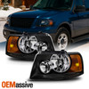Fit 2003 2004 2005 2006 Ford Expedition Black Headlights Replacement  Lamps