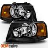 Fit 2003 2004 2005 2006 Ford Expedition Black Headlights Replacement  Lamps
