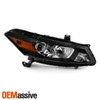 For 2008-2010 Honda Accord 2Door Coupe Black Halogen Healights Pair Left+Right