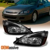 Fits 2003-2007 Honda Accord Black Headlights Headlamps Left + Right Light Lamps