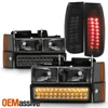 Fits 88-93 GMC C/K C/10 Smoke Headlights+LED Bumper+Black Smoke LED Tail Lights
