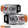 For 2002-2005 Dodge Ram 1500/2500/3500 Chrome Headlights+Halo Projector Fog Lamp