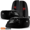 Fit 1997-2003 Ford F150 Black Smoked Pickup Headlights+Corner+Tail Lights Lamp