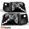 Fit 1993-1997 Ford Ranger Black Headlights+Turn Signal Corner Lights Replacement