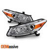 Pair Headlight Replacement For 2008-2012 Honda Accord 2Door Coupe Halogen Chrome