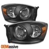 For 2007-2008 Dodge Ram 1500 07-09 Ram 2500/ 3500 Black Headlights+ LED Fog Lamp