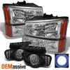 Fits 03-06 Silverado 03-06 Avlanche Headlights+Bumper Signal+LED Fog Lights Set