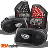 Fits 08-10 Chrysler 300C Black Bezel Headlights Pair + Black LED Tail Light Lamp
