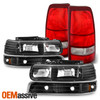 For 99-02 Silverado 00-06 Suburban 1500/2500 Tahoe Black Headlight+Red Tail Lamp