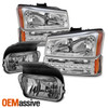 For 03-06 Silverado Avalanche 07 Classic Chrome Headlight + LED Bumper+ Fog Lamp