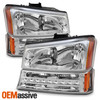 For 03-06 Silverado Avalanche 07 Classic Chrome Headlight + LED Bumper+ Fog Lamp