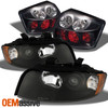 Fits 02-05 A4/S4 4 Dr Sedan Black Bezel Projector Healdight + Black Tail Lights